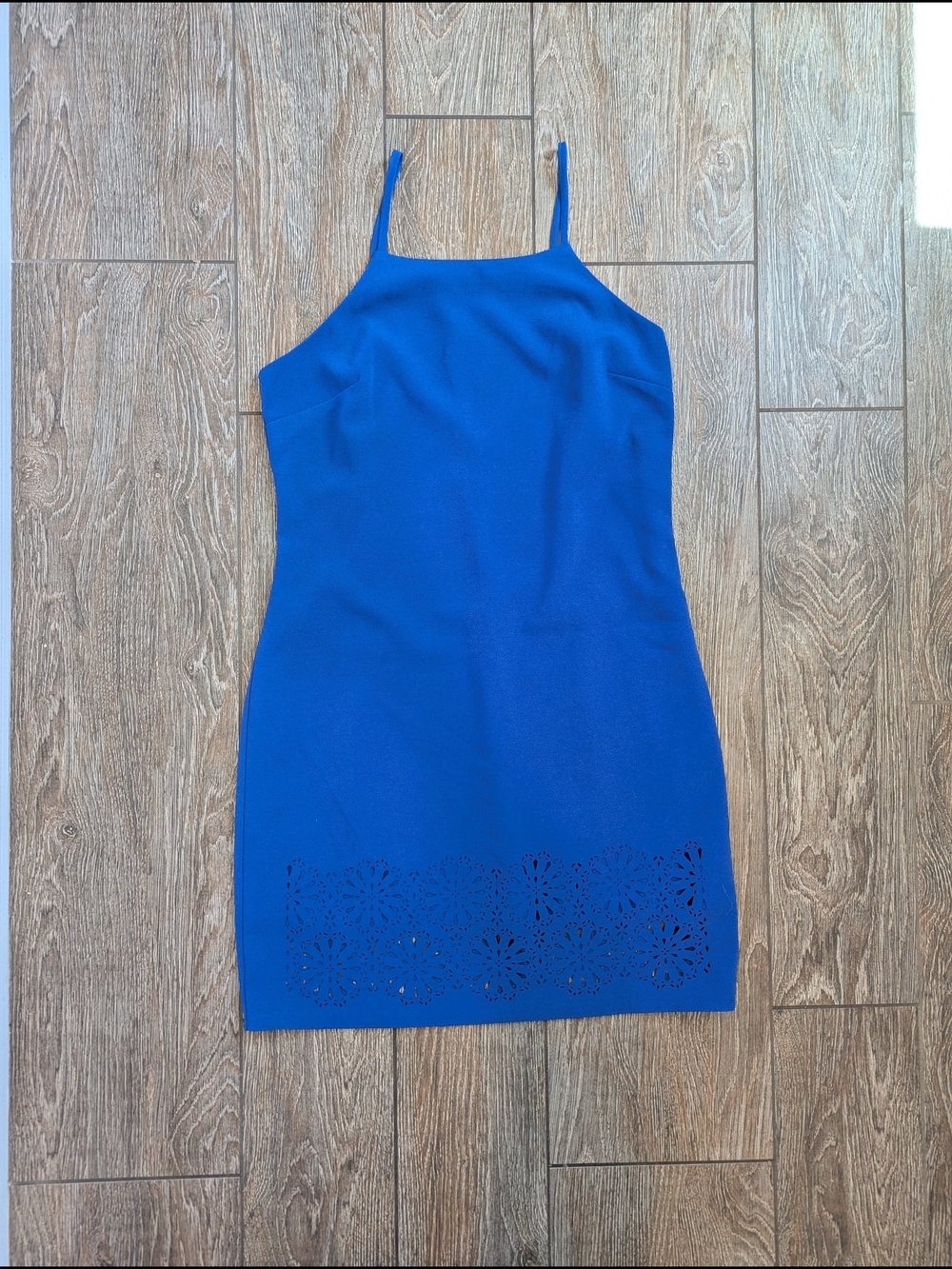 Banana Republic Cobalt Blue Spaghetti-Strap Mini Dress Shift Eyelet Cutout 6P